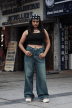 OLIVE GREEN WASH UNISEX BAGGY DENIM