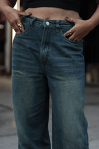 OLIVE GREEN WASH UNISEX BAGGY DENIM