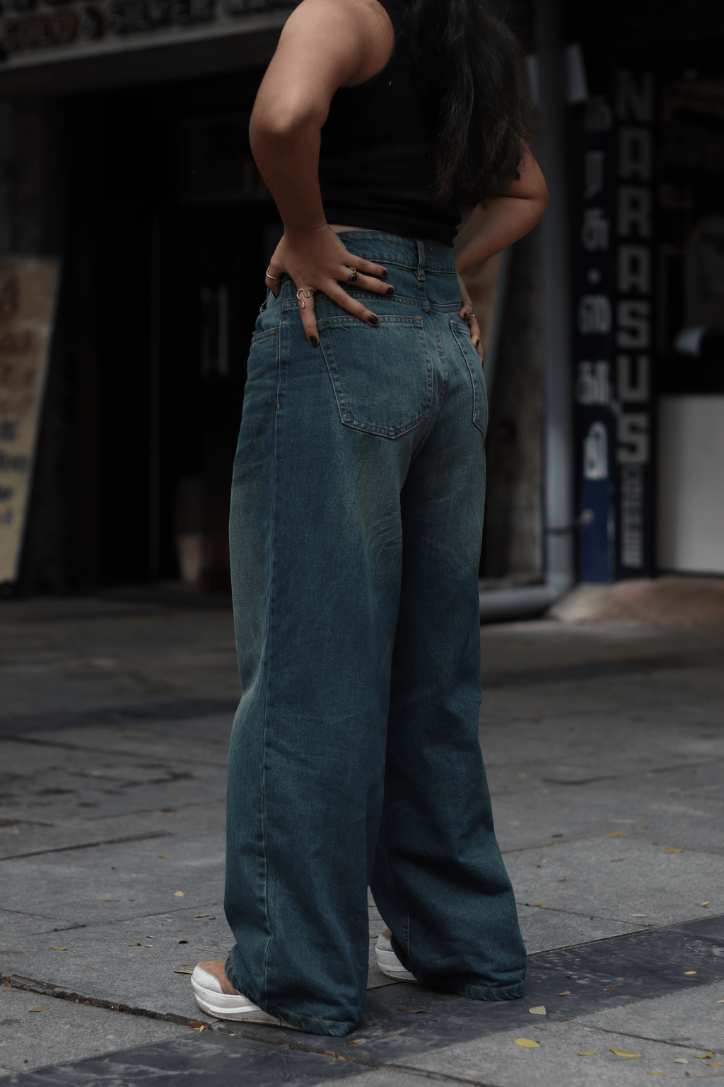 OLIVE GREEN WASH UNISEX BAGGY DENIM