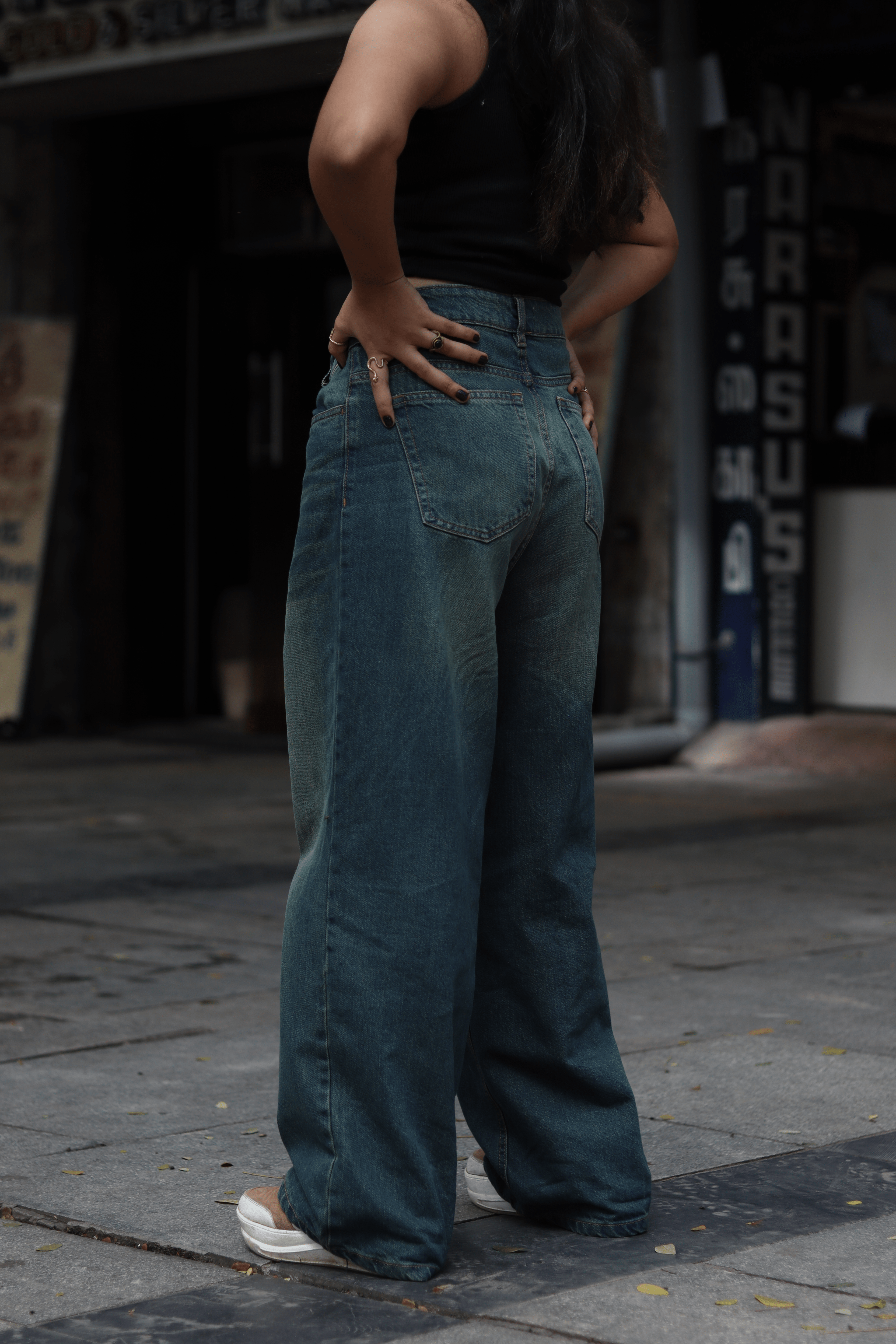 OLIVE GREEN WASH UNISEX BAGGY DENIM