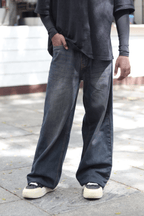 CHARCOAL BLACK WASH UNISEX BAGGY DENIM
